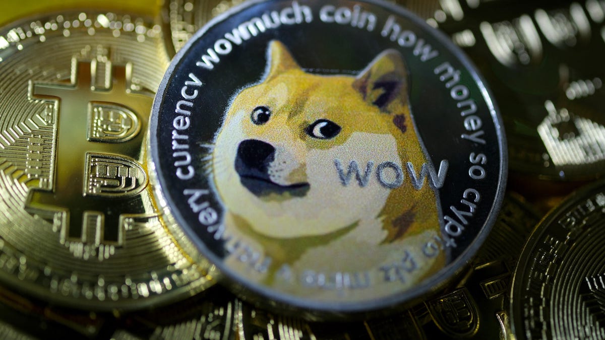 A coin with a dog saying "wow"
