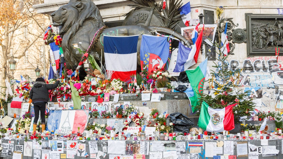 A memorial to the victims of the attacks in Paris.