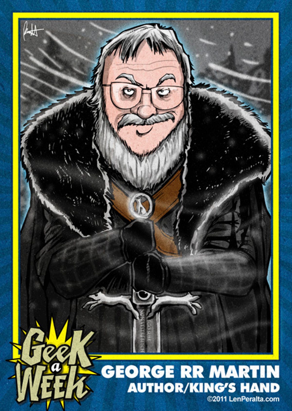 "Game of Thrones" author George RR Martin is one of the many well-known celebs featured in past Geek-A-Week trading card sets.