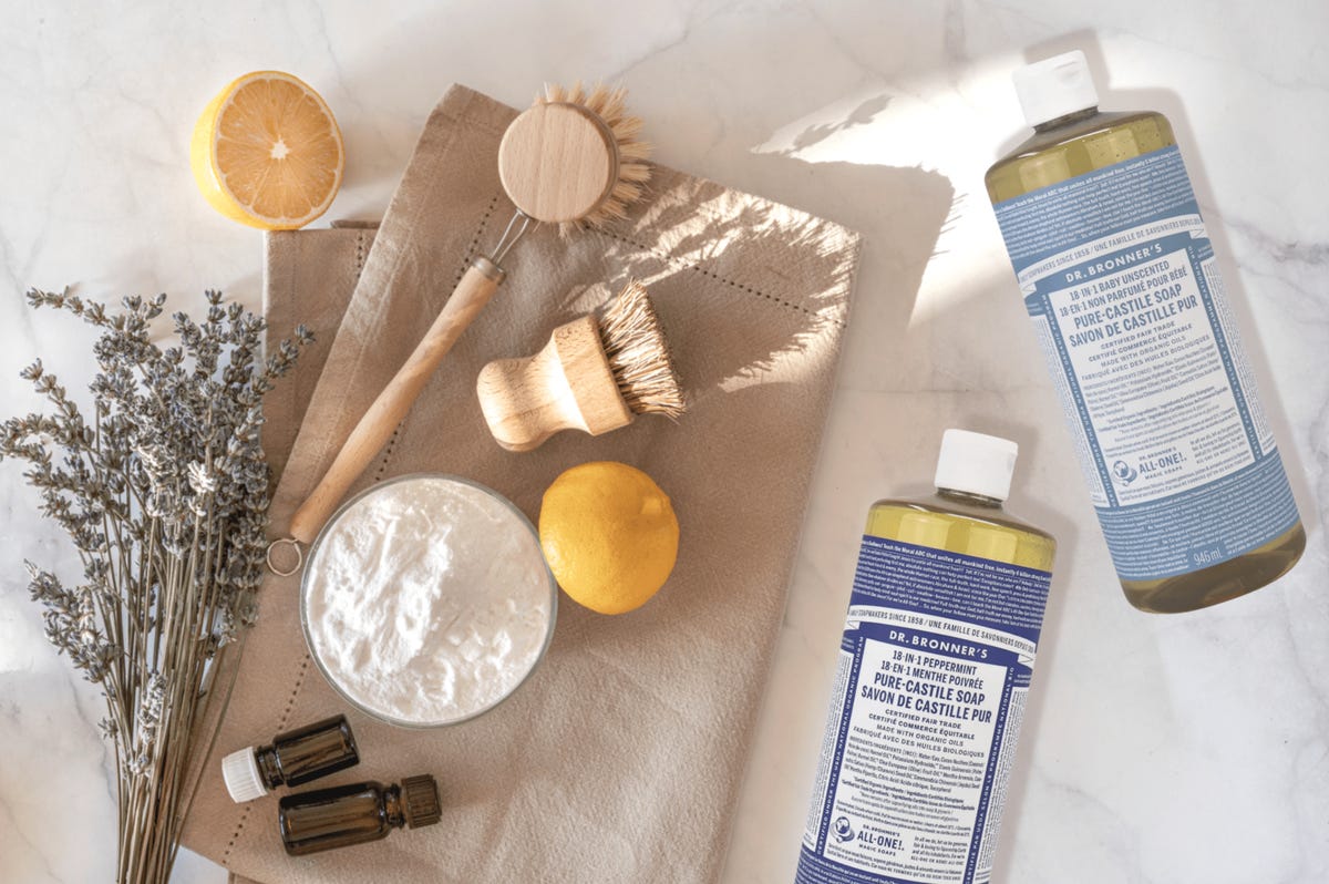 ingredients for a natural cleaner on table