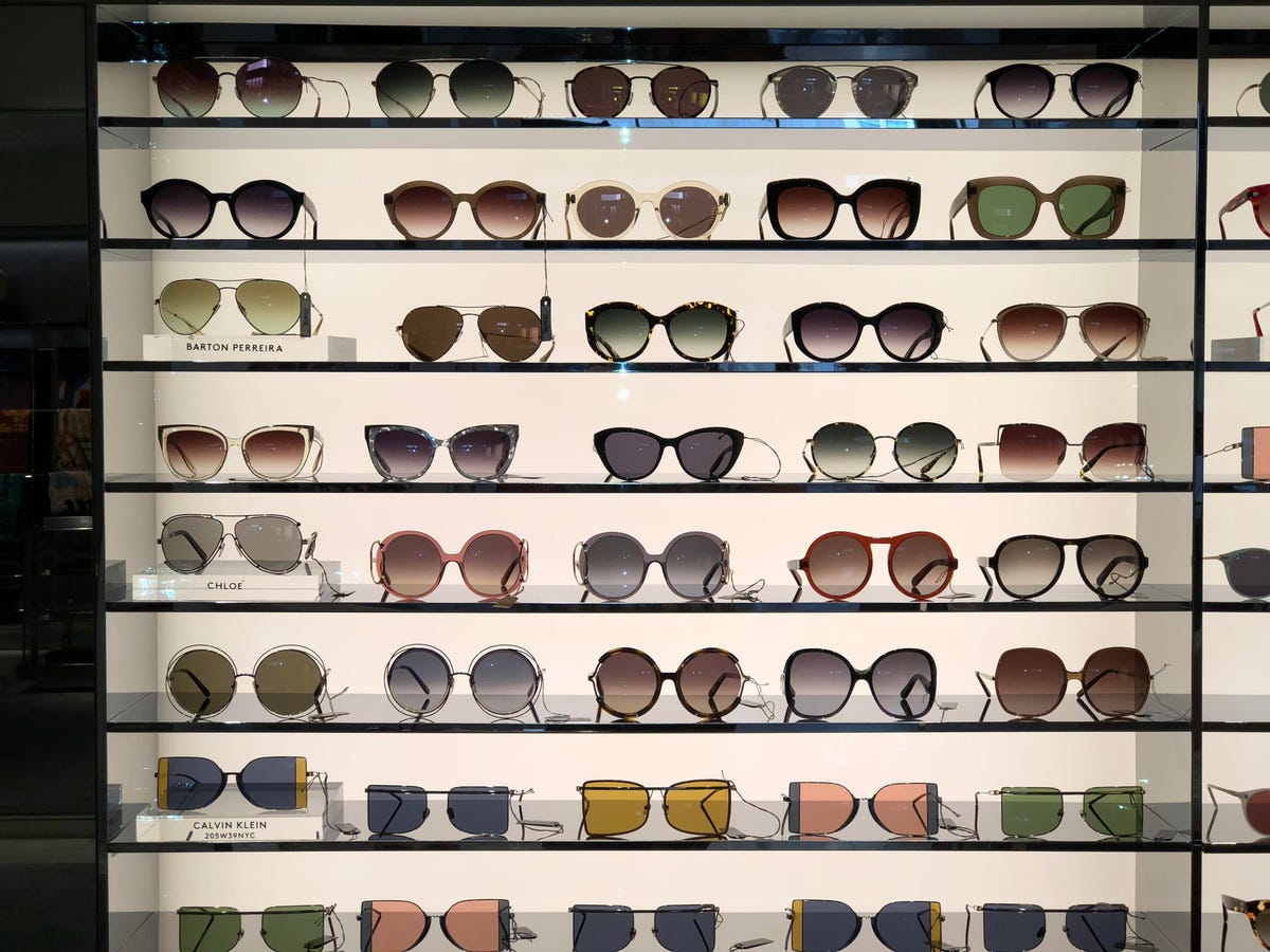Sunglasses on display at the Barneys New York flagship store in San Francisco.