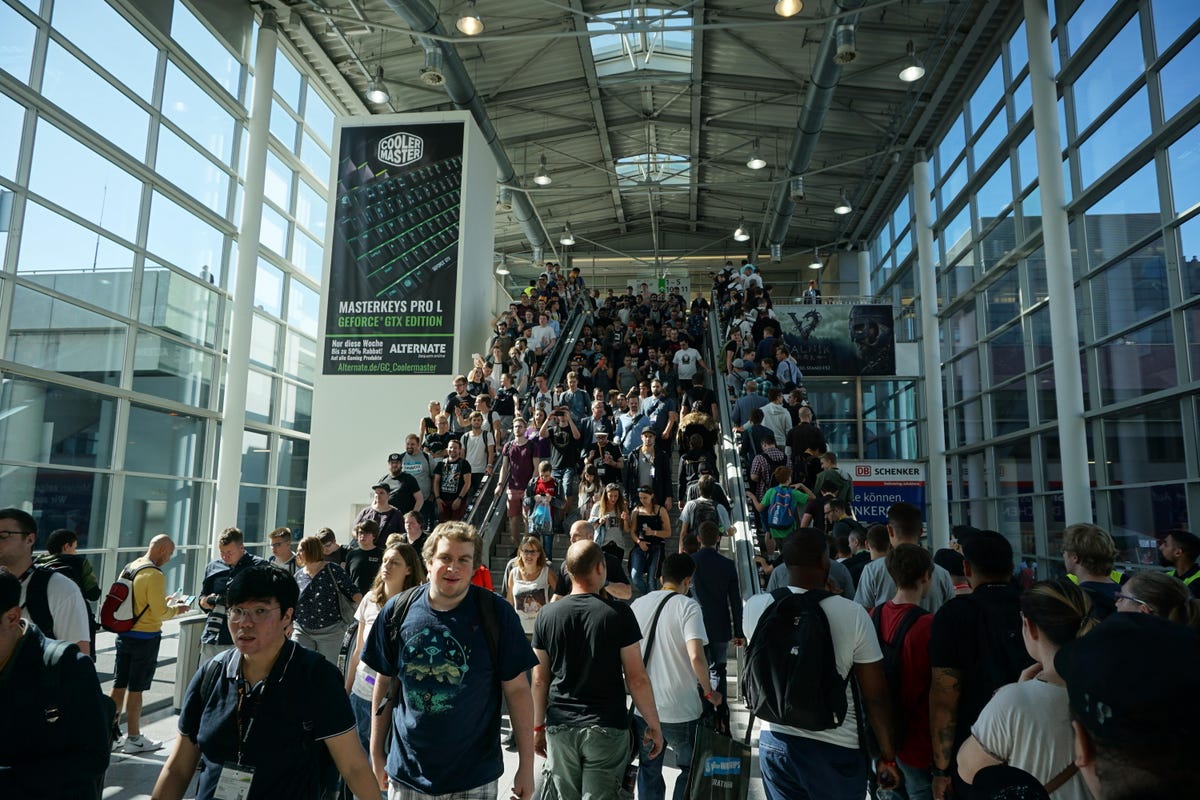 About 350,000 people attend Gamescom in Cologne, Germany, each year. And you sure can tell when you're trying to walk around the convention center.