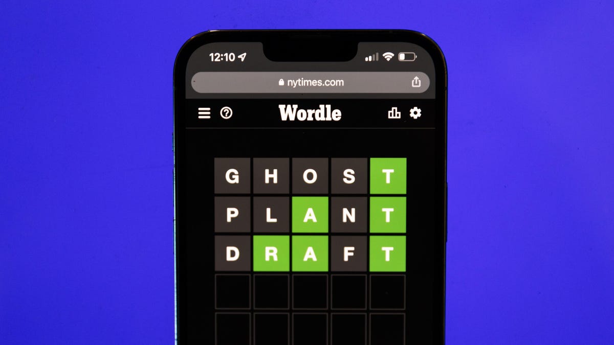 Wordle puzzle game on an iPhone