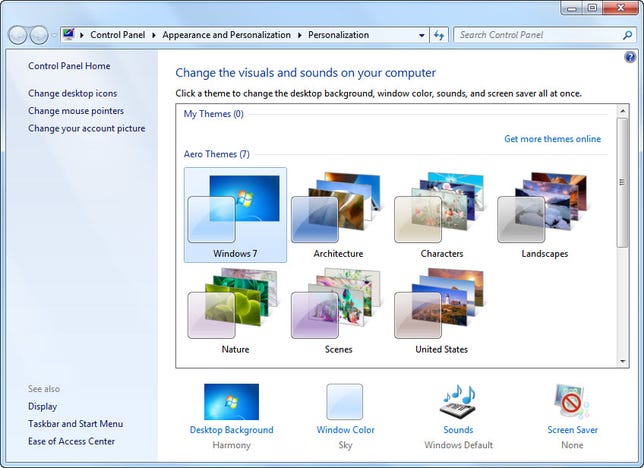Windows 7 personalization