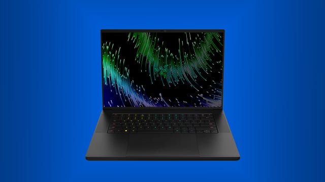 The Razer Blade 16, open and facing you directly