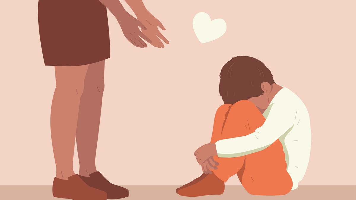 illustration of an adult helping a child