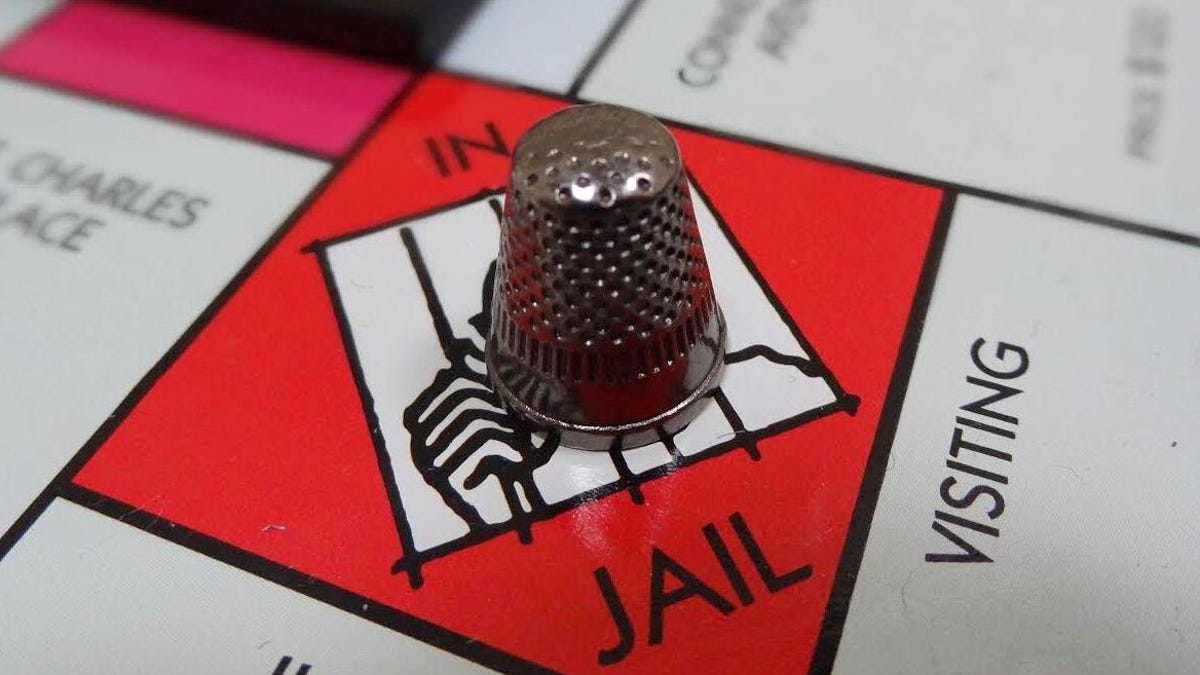 Monopoly thimble on the jail square