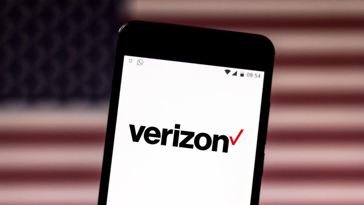 In this photo illustration the Verizon Wireless logo is seen