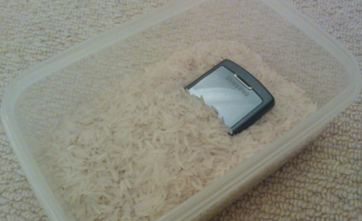 Phone buried in rice