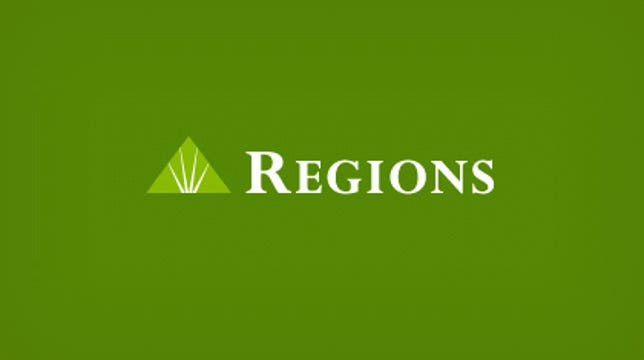 Regions Bank Logo with green background