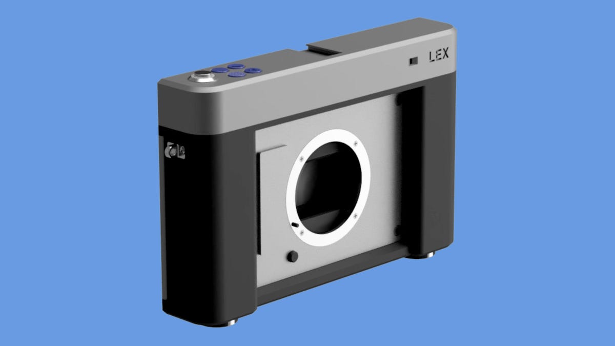 The Lex, shown here in a digital mockup, is a 3D-printed camera body that accepts Sony E-mount lenses.