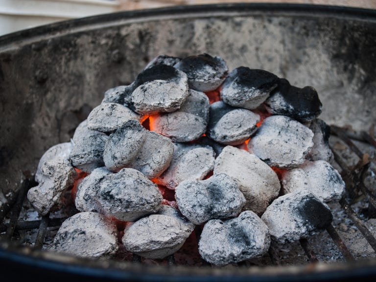 Close-Up Of Coal In Barbecue Grill