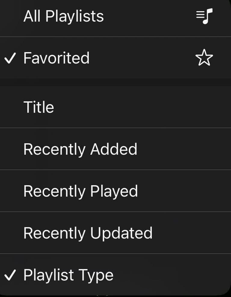 Playlist options in Apple Music