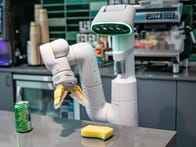 <p>Google's PaLM-SayCan robots use AI language models to understand that picking up a sponge is useful someone who needs help with a spilled drink.</p>