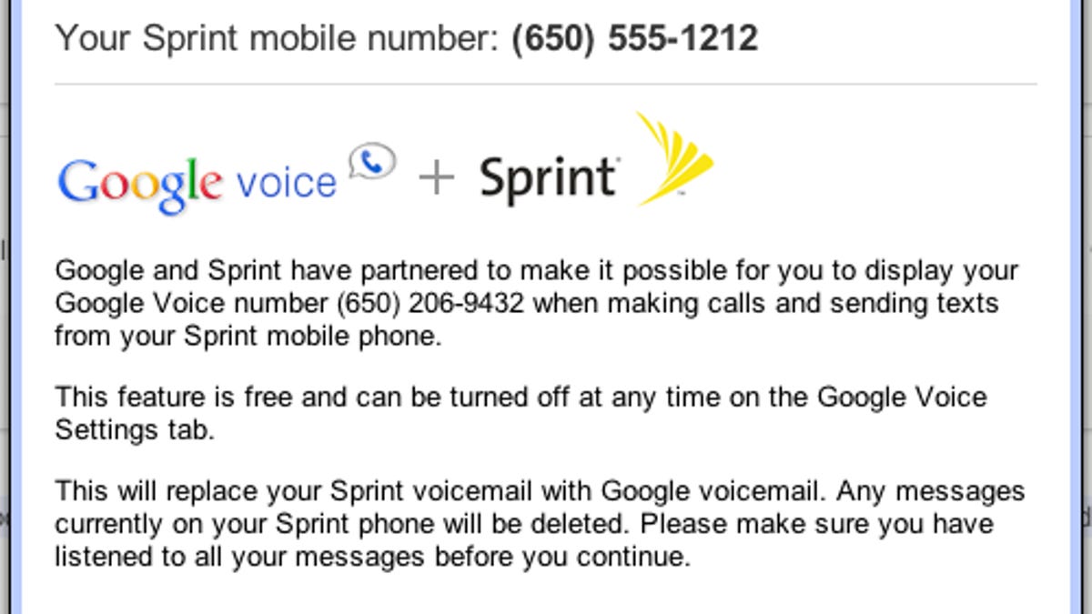 Google Voice and Sprint