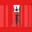 كاميرا طابعة بيغل ثلاثية الأبعاد على خلفية حمراء