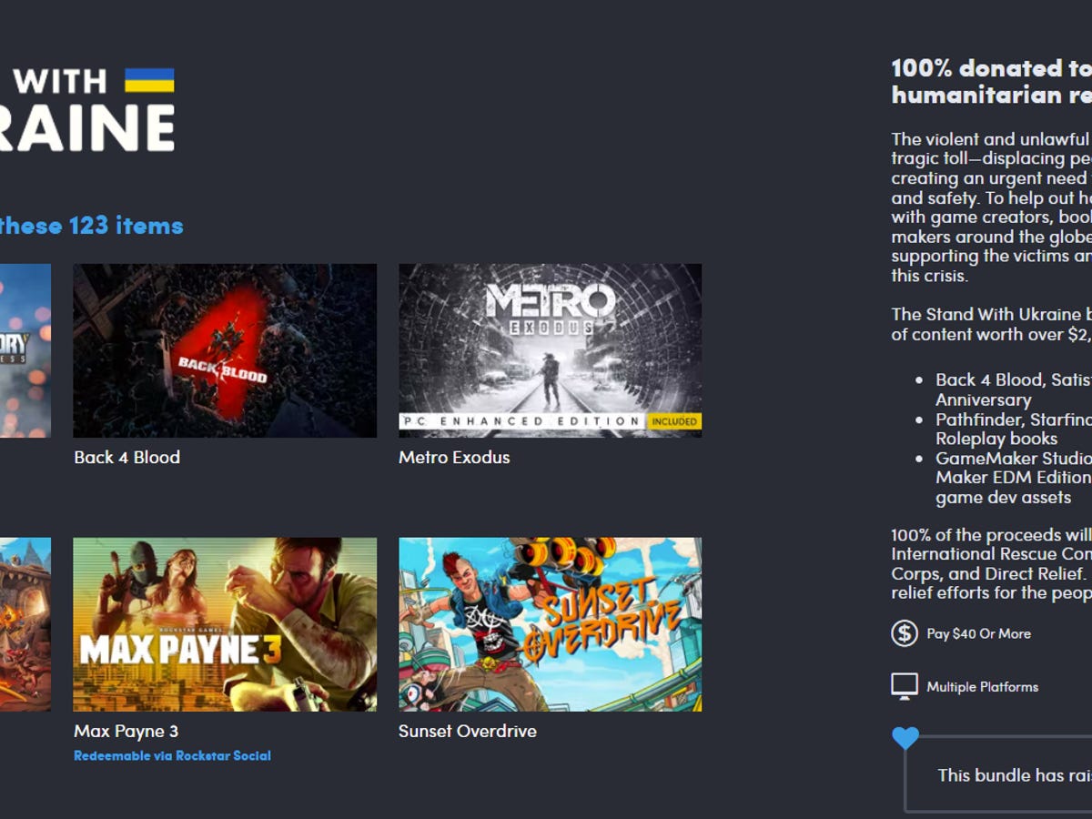 Humble Bundle Unveils $40 Ukraine Benefit With 123 Games and Ebooks - CNET