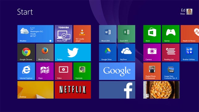 Windows 8.1 Start screen