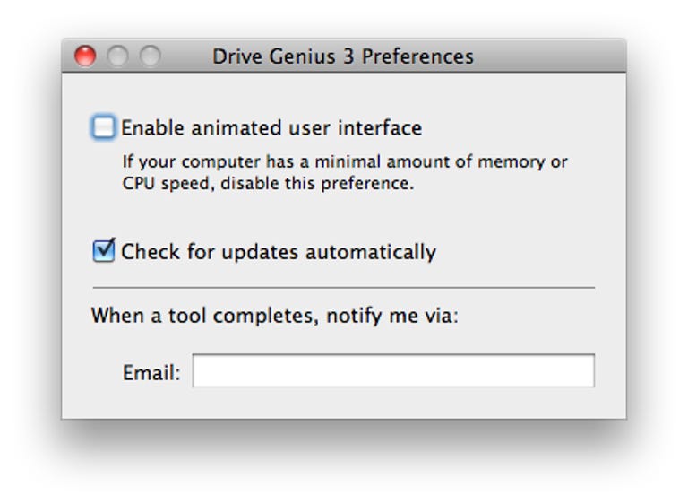 Drive Genius 3 Preferences