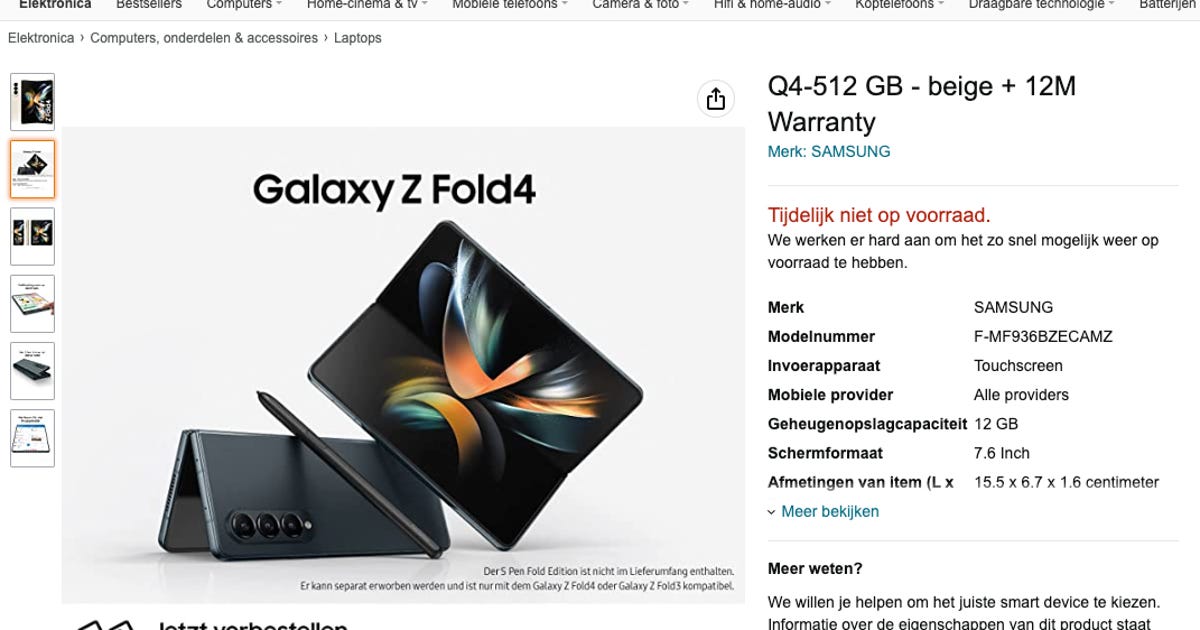 Galaxy Z Fold 4 Pops Up in Amazon Listing Ahead of Samsung Unpacked