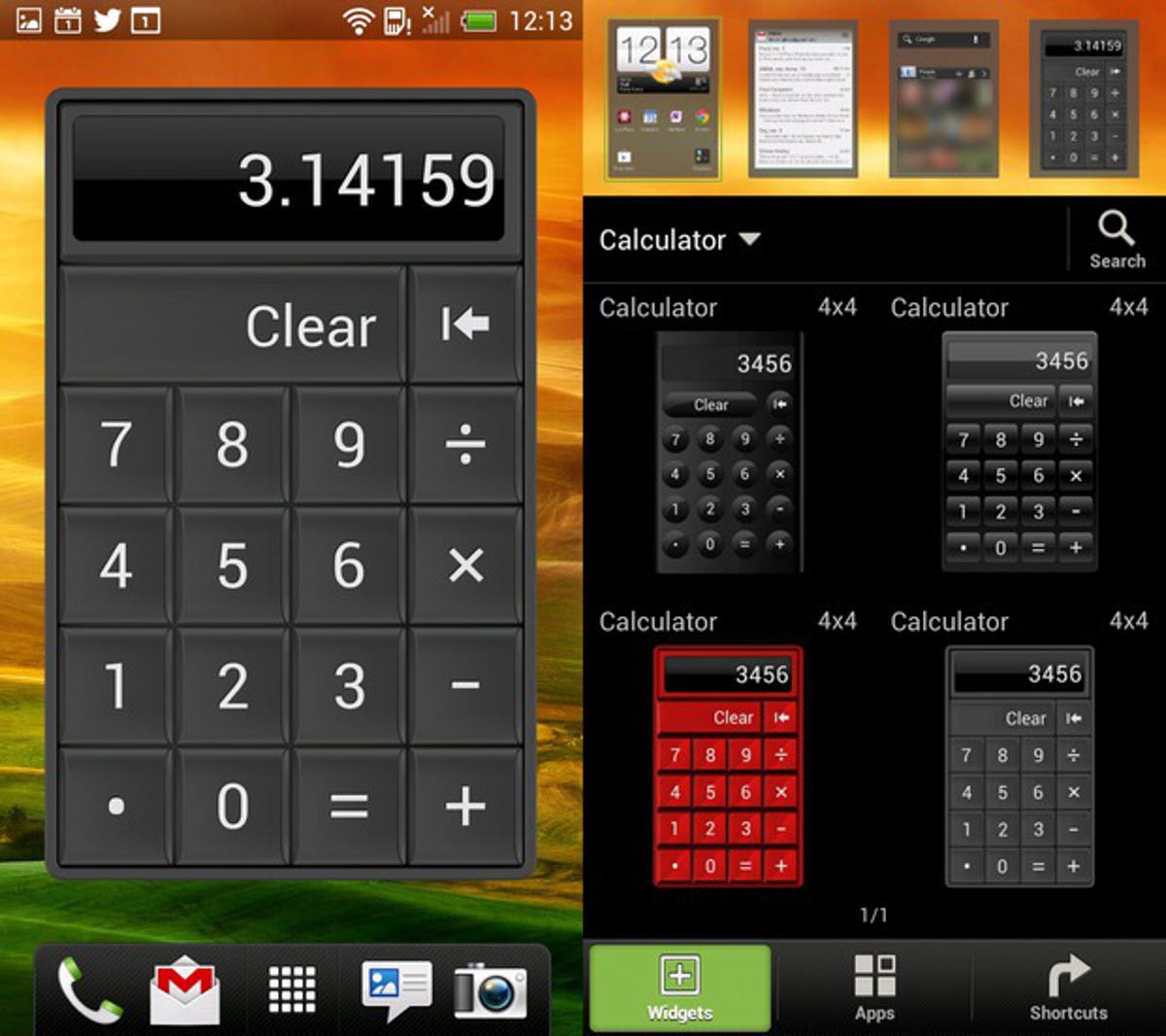 Home screen calculator widgets