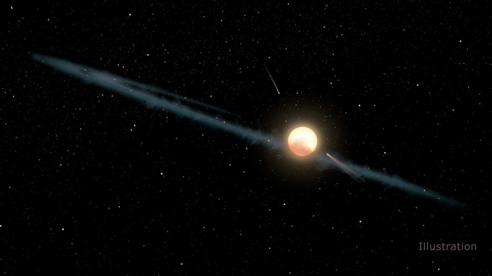 This illustration shows an artist's vision of what Tabby's Star might look like with a surrounding ring of dust.
