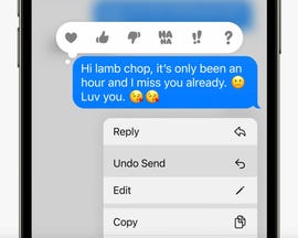iPhone menu to unsend a text message