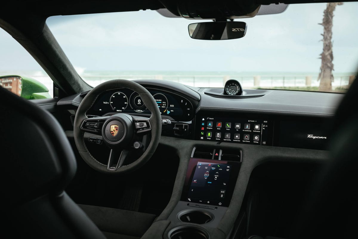 2023 Porsche Taycan interior, dashboard and steering wheel
