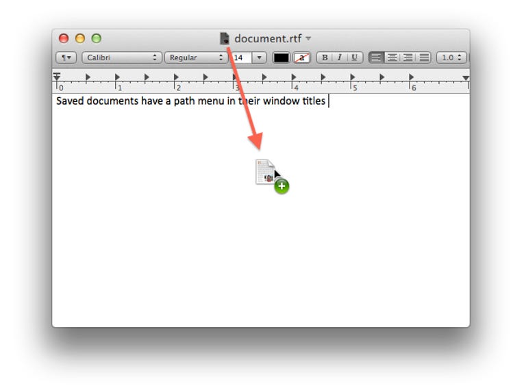 File reference in document windows in OS X