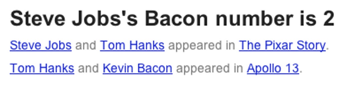 Steve Jobs has a Bacon number of 2.