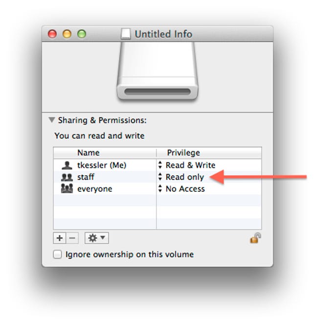 Multi-user access permissions for external drive