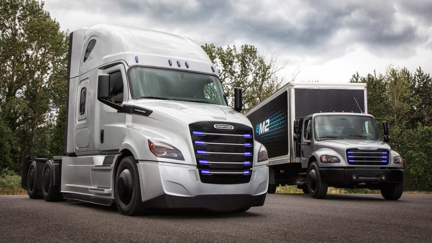 AutoComplete: Freightliner shows pair of electric commercial trucks
