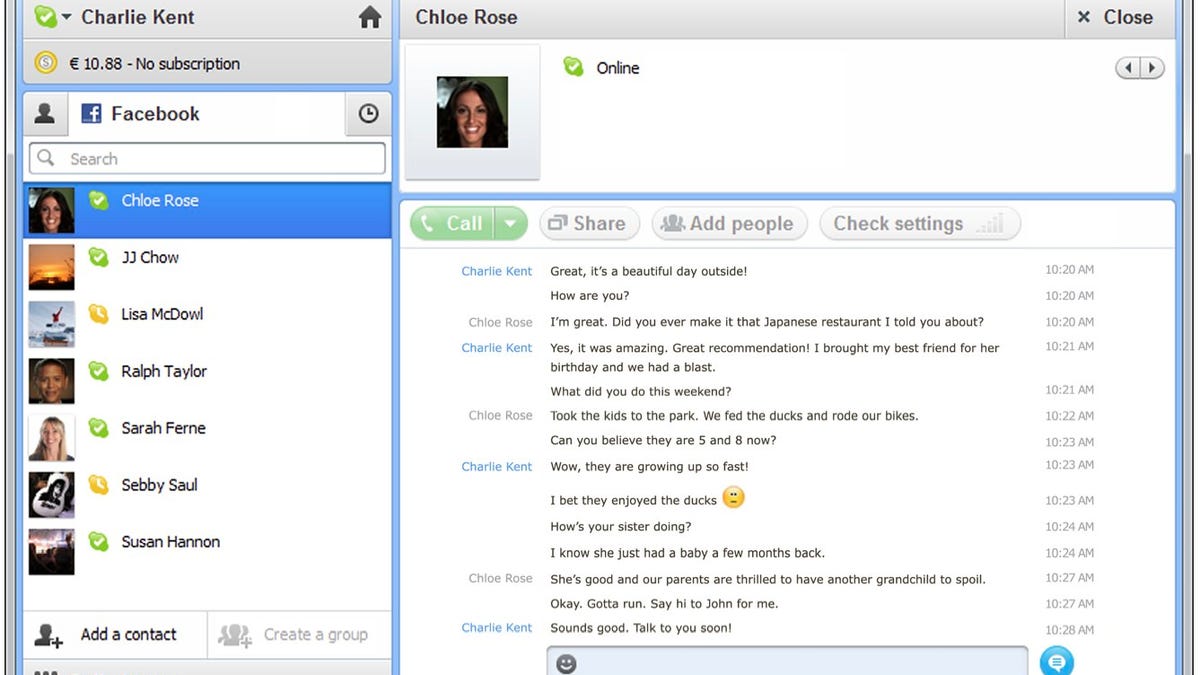 Skype has more Facebook features.