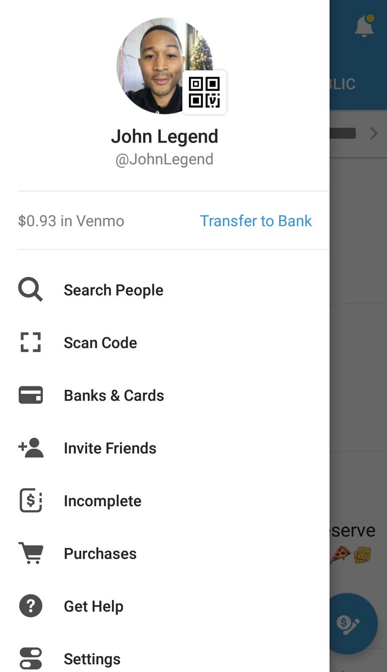Screenshot of a fake John Legend account in Venmo.