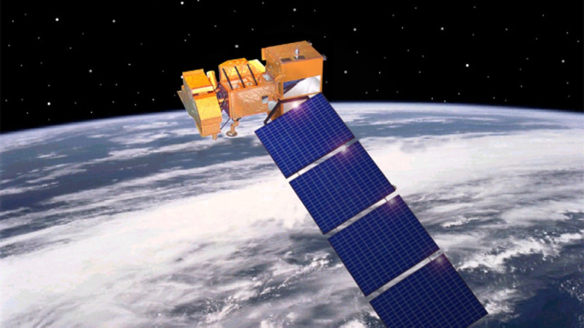 An artist's rendering of the Landsat-7 satellite.