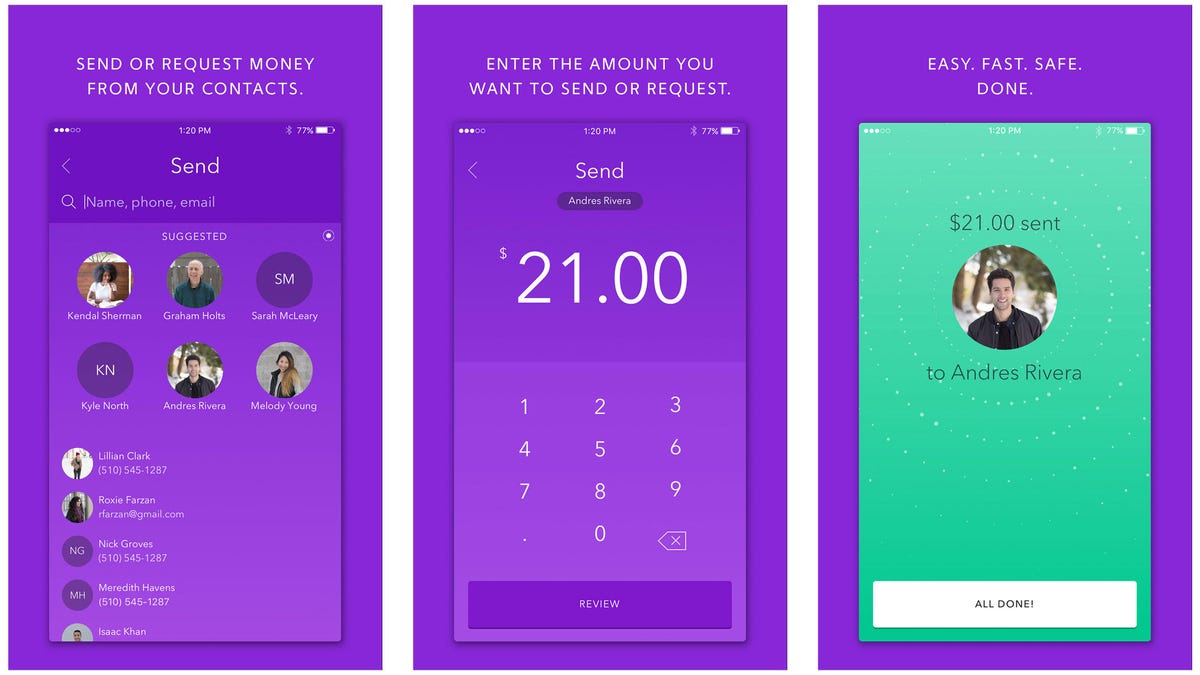 The Zelle mobile app lets you send money from one bank account to another.