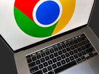 <p>Google Chrome logo on MacBook. Chrome Web Store now features badges.</p>