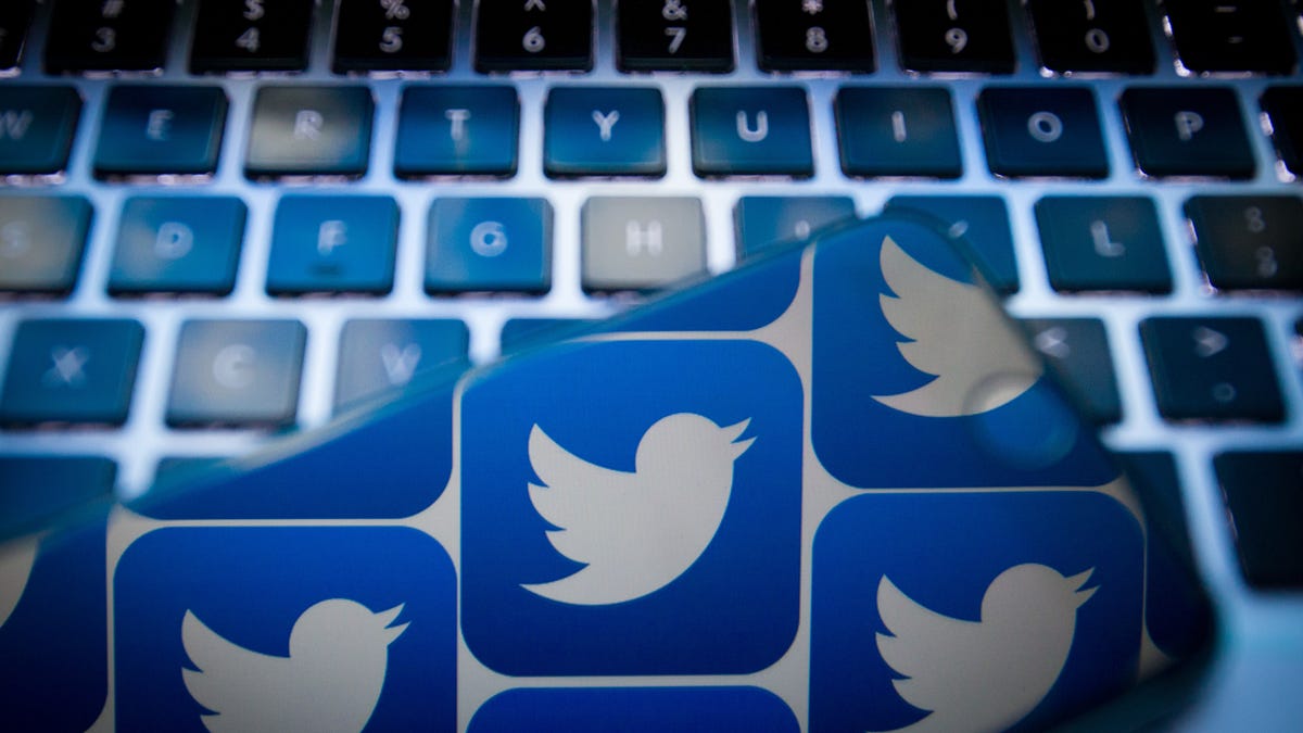 Twitter logo and keyboard