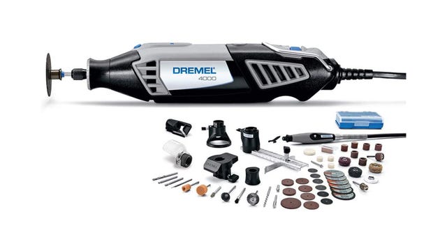 The Dremel 4000-6/50 High Performance Rotary Tool Kit with 6 attachments and 50 accessories is displayed against a white background.