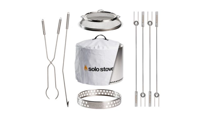 solo stove bundle with fire pit, tools and skewers