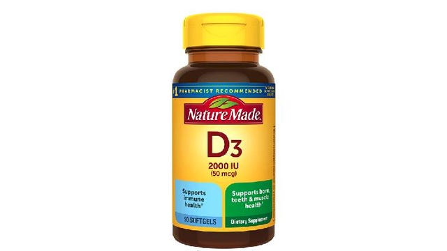 Bottle of Nature Made vitamin D3 supplement