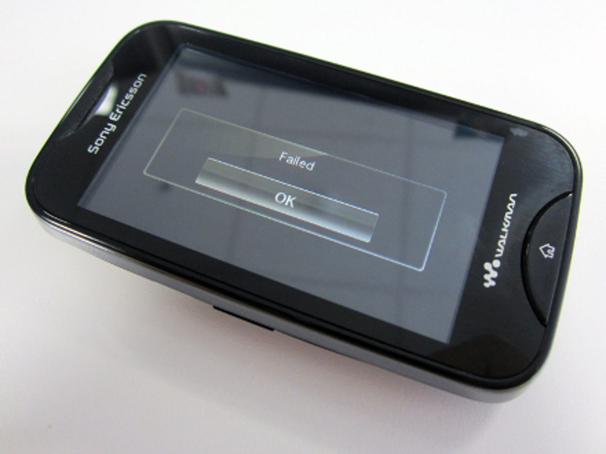 Sony Ericsson Mix Walkman error screen