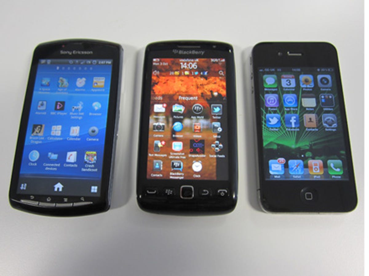BlackBerry Torch 9860 compared to Xperia Play and iPhone 4
