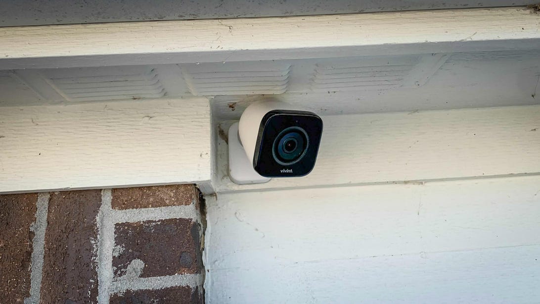 A Vivint camera situated outside the home. 