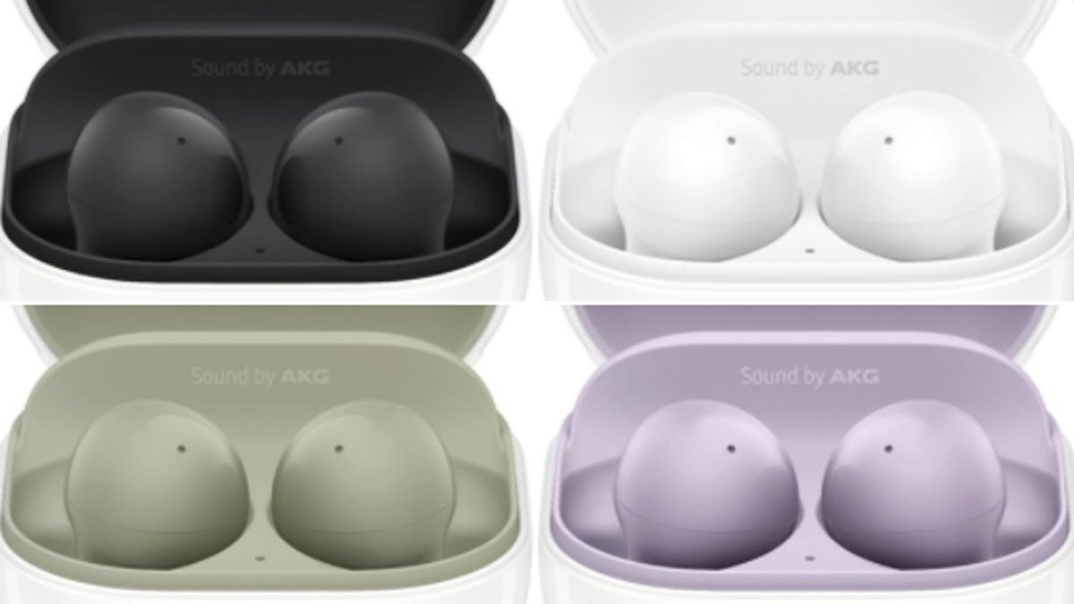 Leaked images of Galaxy Buds 2 in black, white, green and purple