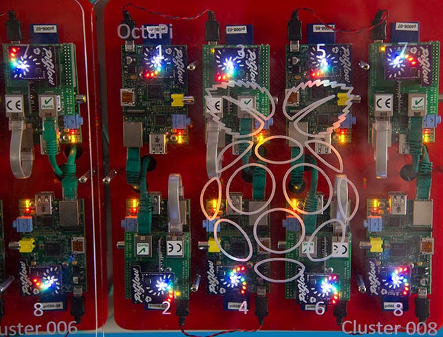 The GCHQ's Raspberry Pi Bramble cluster is made of eight groups of eight machines called OctaPi.
