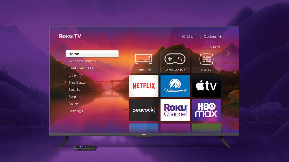Roku TV on a purple background