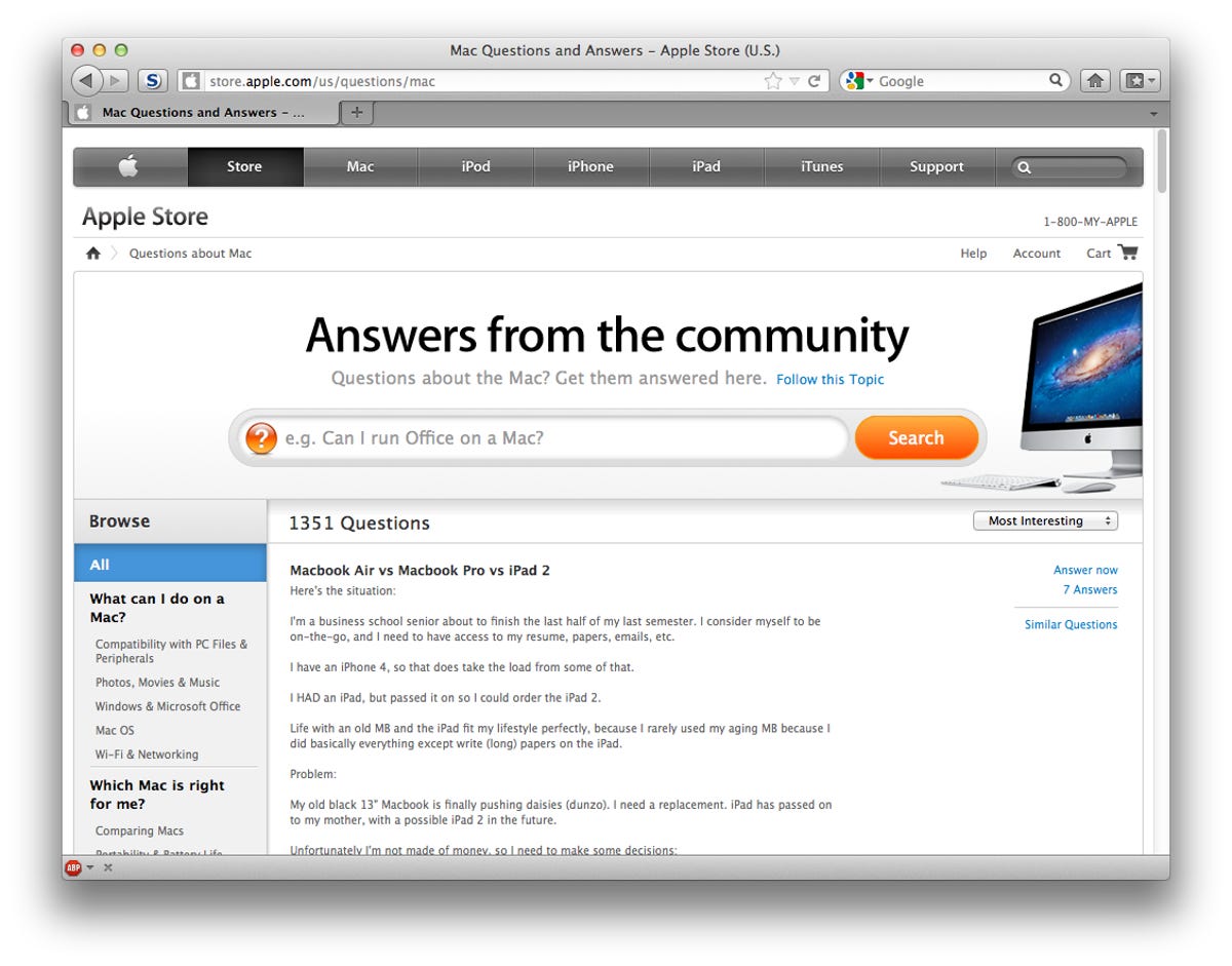 Apple Community Answers page
