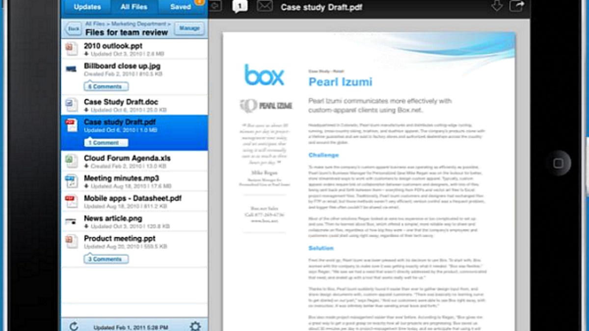 Box.net&apos;s iPad app