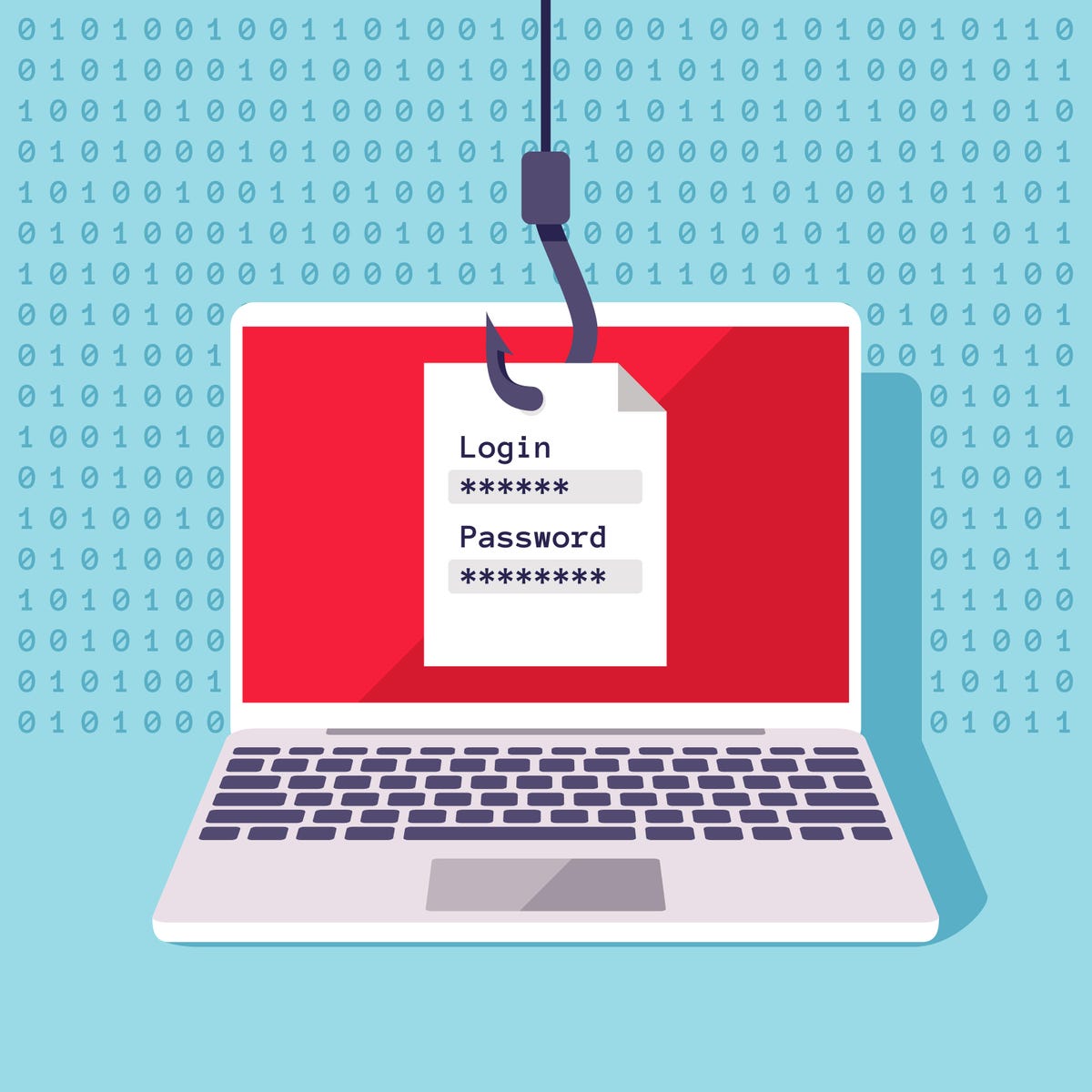 Password data phishing, hacker attack prevention vector concept
